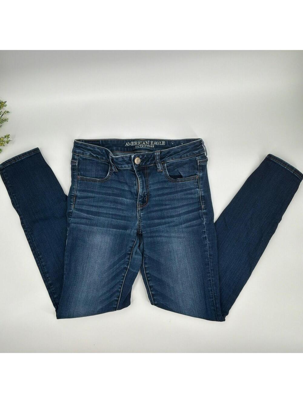 American Eagle Next Level Stretch Dark Wash Denim Skinny Jeans Size 10 Long